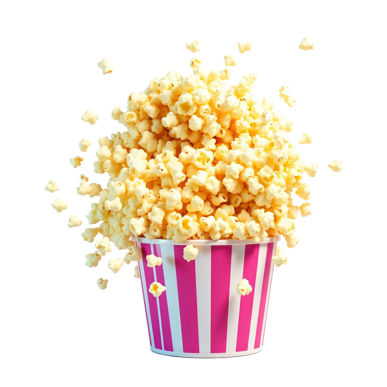 Popcornbøtte som eksploderer med popcorn